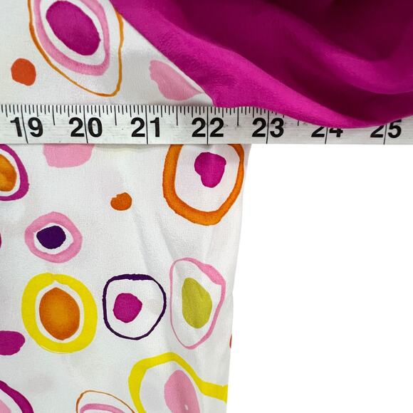 Koos Of Course Vintage Blouse Womens L Pink White Silk Abstract 90s Retro Top - Picture 6 of 14